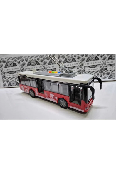 HEPSİLAZIM Oyuncak Yolcu Otobüs Işıklı Sesli Kırılmaz Büyük Şehir Metrobüs Kapılar Açılır Troleybüs 28 Cm ürün görseli 1