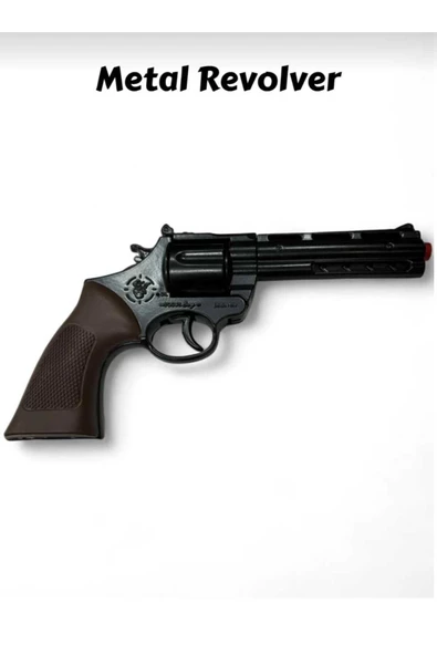 HEPSİLAZIM Mantar Kapsüllü Sekiz Patlar Metal Oyuncak Silah 25 Cm Kovboy Revolver Diecast Tabanca ürün görseli 1