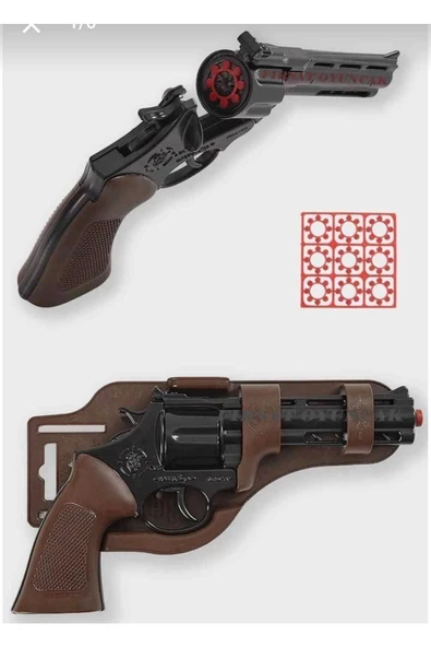 HEPSİLAZIM Oyuncak 25 cm Metal Kapsül Mantar Mermili Kovboy Tabanca Çat Pat Demir Silah Mantar Tabancası ürün görseli 1