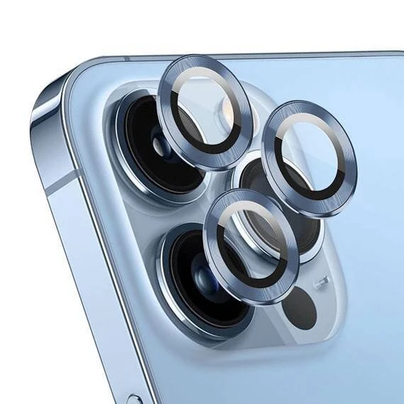 Apple iPhone 15 Pro Max 6.7'' Metal Çerçeveli Kamera Koruma Lensi Sierra Mavi ürün görseli 1