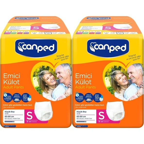Canped Emici Külot Yetişkin Bezi S-Küçük Small 18 Adet (2PK*9) ürün görseli 1