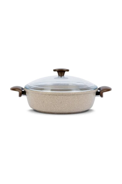 Thermoad 28 Cm Granit Döküm Basık Karnıyarık&Pilav Tenceresi Vizon ürün görseli 1