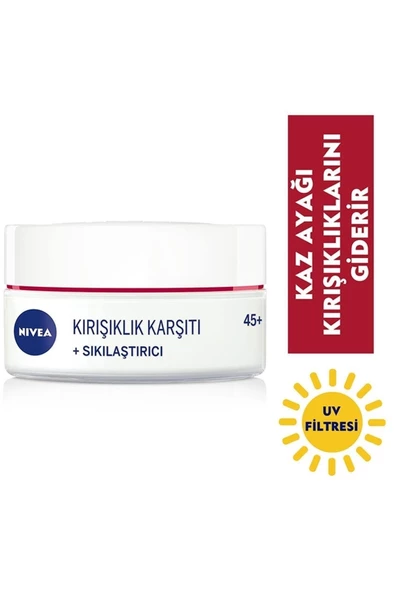 NİVEA KIRIŞIKLIK KARŞITI + SIKILAŞTIRICI KREM 45+ YAŞ 50 ML ürün görseli 1