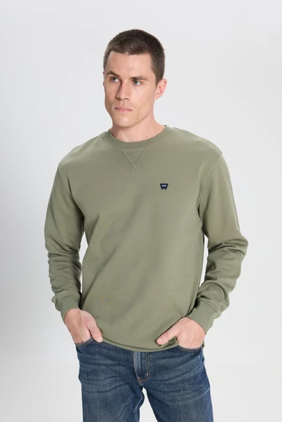 Regular Fit Normal Kesim Bisiklet Yaka Koyu Yeşil Sweatshirt ürün görseli 1
