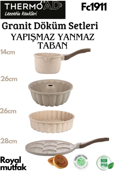 Thermoad 4'Lü Vizon Set (Sosluk&Sütlük-Kek Kalıbı-Tart Kalıbı-Emojili Pankek Tavası) ürün görseli 1