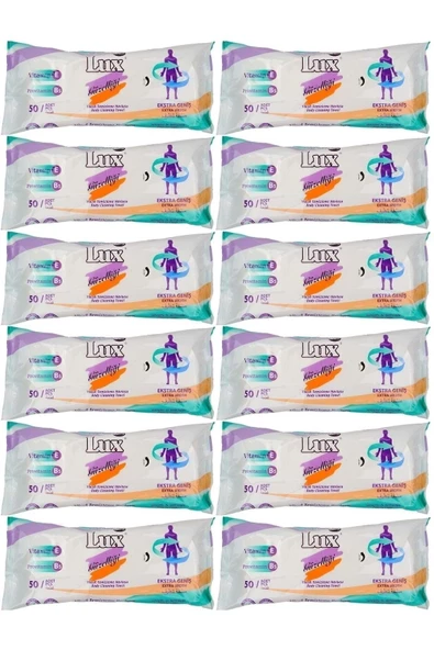 Lux Hasta Vücut Temizleme Islak Mendil Havlu 50 Yaprak Xl (12 Li Set) ürün görseli 1