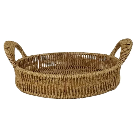 Mien Dekoratif Dayanıklı Çok Amaçlı Rattan Yuvarlak  Tepsi Küçük Boy (S) ürün görseli 1