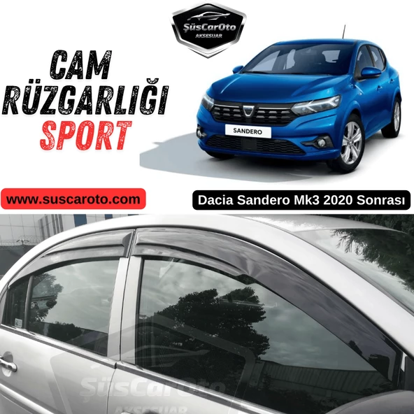 Dacia Sandero Mk3 2020 Sonrası Uyumlu Mugen Cam Rüzgarlığı Seti Piano Black 4'lü İthal Parlak Siyah ürün görseli 1