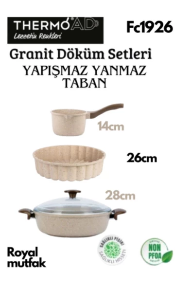 Thermoad 3'Lü Vizon Set (Sosluk&Sütlük-Tart Kalıbı-28 Cm Karnıyarık Tenceresi) ürün görseli 1