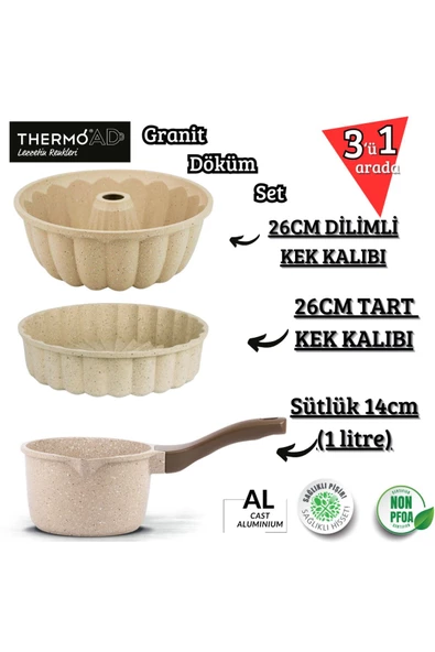 Thermoad 3'Lü Vizon Set (Sosluk&Sütlük-Tart Kalıbı-Kek Kalıbı) ürün görseli 1
