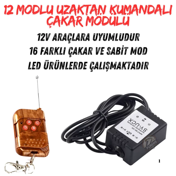 12 Modlu Kumandalı Çakar Modülü Sis Çakar Modülü Uzaktan Kumandalı F1 Çakar Mödül ürün görseli 1