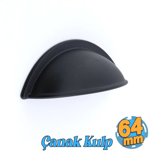Midye Çanak Tas 64 mm Düğme Siyah Mobilya Mutfak Dolabı Çekmece Dolap Kulpları Kulpu Kulb ürün görseli 1