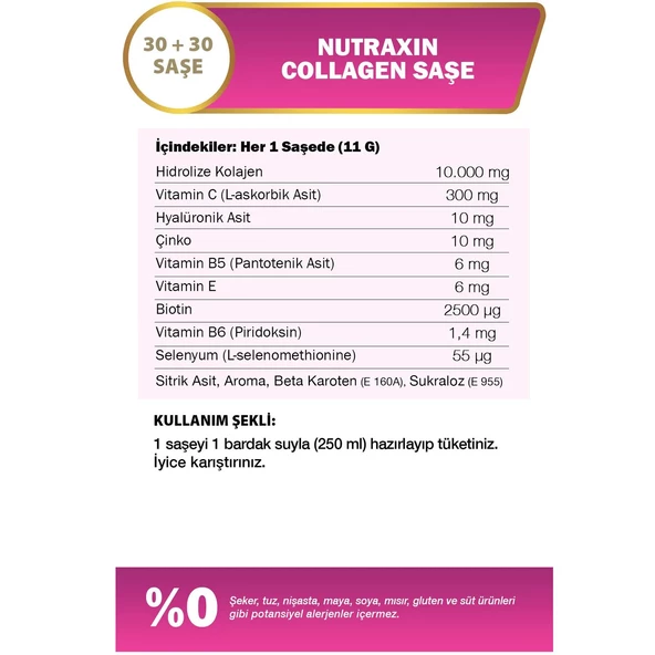 Nutraxin Collagen 10.000 Mg 60 Saşe - Resim 3