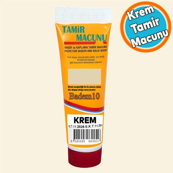 Tamir Macunu Ahşap Parke Mobilya Dolgu Çatlak Çizik Giderici 200 Gr Kullanıma Hazır Macun Krem ürün görseli 1