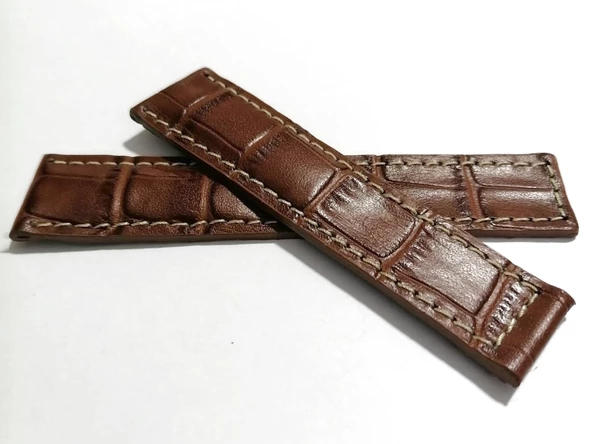 Tag-heuer Uyumlu  22-20 Beyaz Dikişli    Kahverengi   Hakiki dana derisi  (32) ürün görseli 1