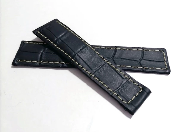 Tag-heuer Uyumlu  22-18  Beyaz Dikişli  Mavi  Hakiki dana derisi  ( 09 ) ürün görseli 1