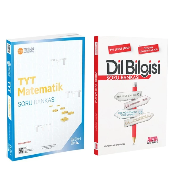Üç Dört Beş TYT Matematik ve AKM Dil Bilgisi Soru Bankası Seti 2 Kitap ürün görseli 1