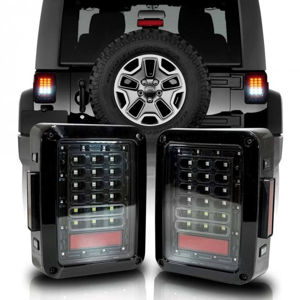 JEEP WRANGLER RUBİCON JK NOKTA LEDLİ FÜME STOP SETİ 2007-2017 ürün görseli 1