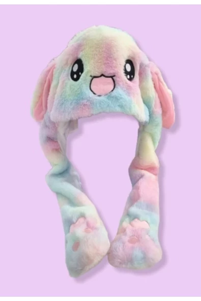NETAVANTAJ Işıklı Oynar Kulaklı Peluş Kawaii Figürlü Şapka Rainbow ürün görseli 1