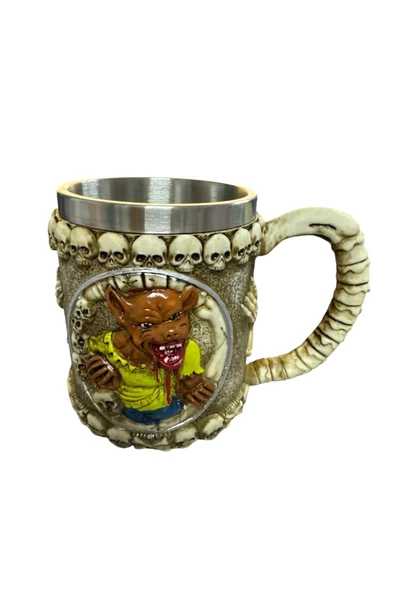 NETAVANTAJ Kuru Kafa İskelet İblis Desenli Çelik Kupa Bardak ürün görseli 1
