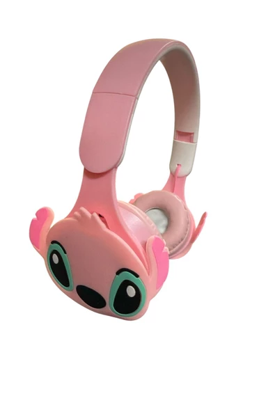 NETAVANTAJ Stitch Kablosuz Bluetooth Katlanabilir Kulaküstü Kulaklık Pembe ürün görseli 1