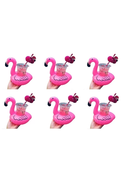 NETAVANTAJ Flamingo Havuz Deniz Şişme Bardak Tutucu Float Bar 6 Adet ürün görseli 1