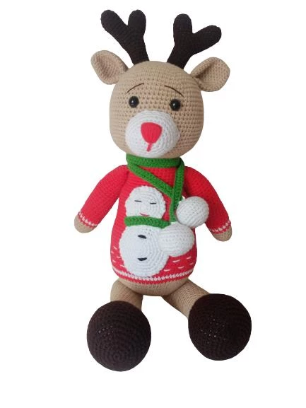 Atkılı Yılbaşı Geyiği Amigurumi Organik Oyuncak ürün görseli 1