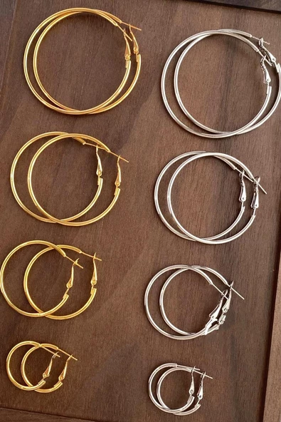 Kadın 316 L Çelik 6 cm Halka Küpe - Resim 4