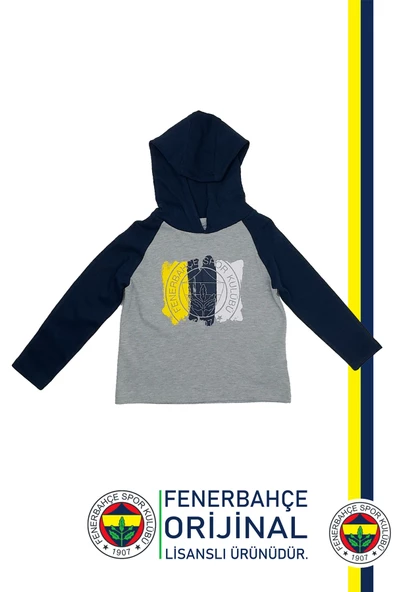 Fenerbahçe Orijinal Lisanslı Kapüşonlu Lacivert Gri Çocuk Sweat ürün görseli 1