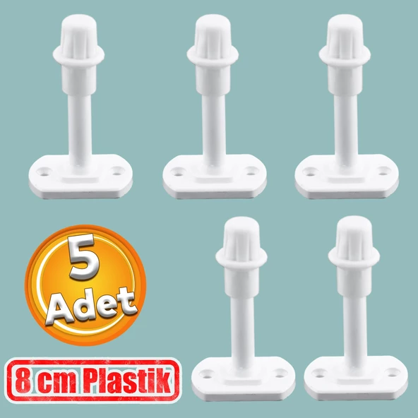 Plastik Kapı Pencere Arkası Tampon 8 CM Beyaz Renk Vidalı Duvar Boya Koruyucu Silikon Stoper 5 Adet ürün görseli 1