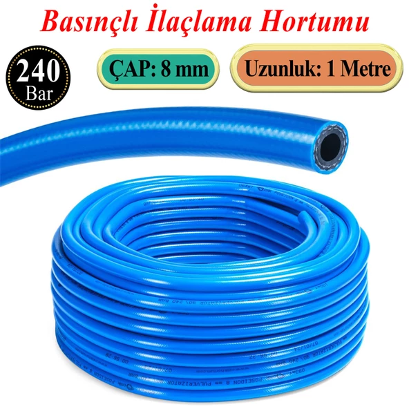 Basınçlı İlaçlama Hortumu 240 Bar 8 mm 1 Metre Ağaç Bitki Yaprak Sebze Meyve Tarım Ziraat Hortum ürün görseli 1