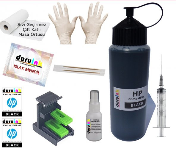HP J4680 J4680c (901) KARTUŞ MÜREKKEP DOLUM SETİ 500ML SİYAH Non Oem ürün görseli 1