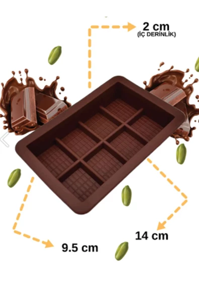 SPRENDA 8 Bölmeli Dubai Çikolatası Yapma Kalıbı Silokon Kek Kalıbı Bpa Free 15 X 10 ürün görseli 1