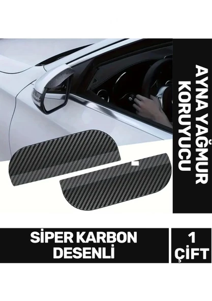SPRENDA Tüm Araçlara Uyumlu Kolay Montaj Araba Ayna Su Yağmur Koruyucu Siper Karbon Desenli ürün görseli 1