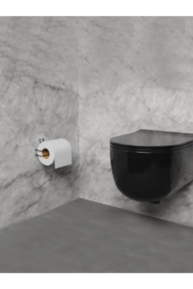SPRENDA Yapışkanlı Siyah Tuvalet Kağıtlığı Tutacağı Askısı Metal Tuvalet Kağıtlık Wc Kağıt Tutacağı ürün görseli 1
