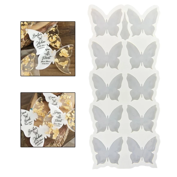 Epoksi Reçine Silikon Kalıp Çoklu Kelebek Magnet Kalıbı Seri Döküm Kalıbı 7 CM 10 Lu ürün görseli 1
