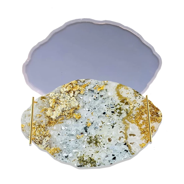 Epoksi Silikon Kalıp YERLİ Oval Dalgalı Nişan ve Söz Tepsi Kalıbı 29X19 CM ürün görseli 1
