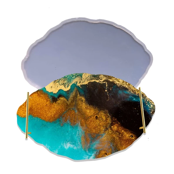 Epoksi Silikon Kalıp YERLİ Oval Dalgalı Nişan ve Söz Tepsi Kalıbı 34.5X24.5 CM ürün görseli 1