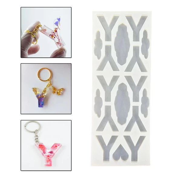Epoksi Çoklu Silikon Kalıp Y Harfi Anahtarlık Reçine Seri Döküm Kalıbı 4 CM 10 Lu ürün görseli 1