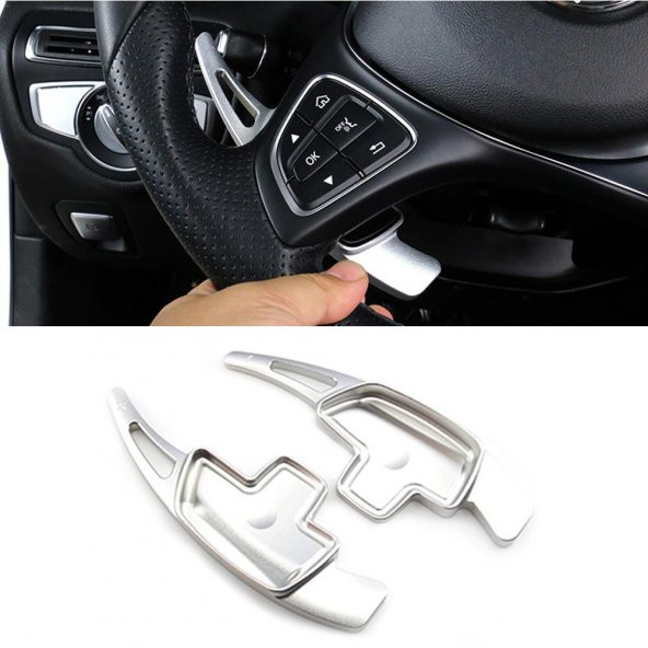 MERCEDES W176 C117 W205 W213 W218 AMG F1 KULAKÇIK GÜMÜŞ GRİ ürün görseli 1