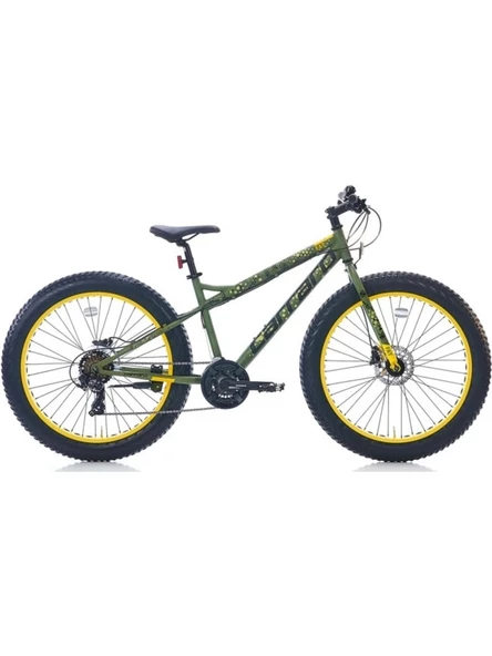 Carraro Fat Bike HD Fren 21 Vites 26 Jant Fat Bike Bisiklet Mat Haki Yeşil Sarı 43 Kadro ürün görseli 1