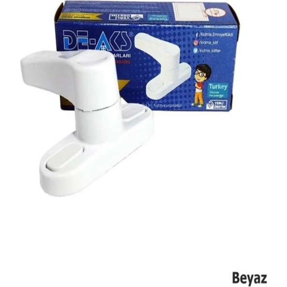 DEAKS KİLİT EMNİYET ÇEKMELİ PLASTİK BEYAZ KUTULU ürün görseli 1