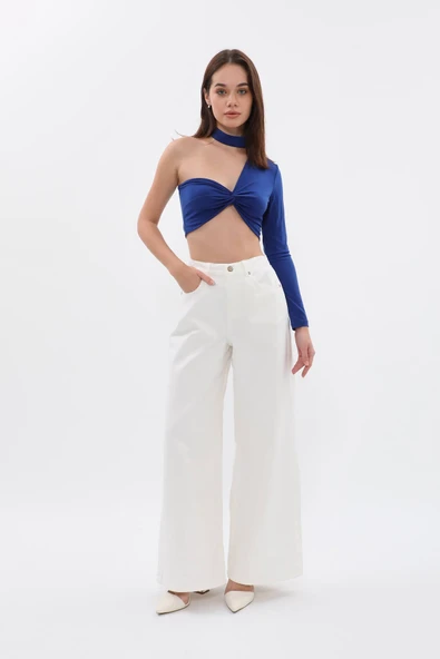 Kadın Beli Lastikli Loose Fit Jean Pantolon ürün görseli 1