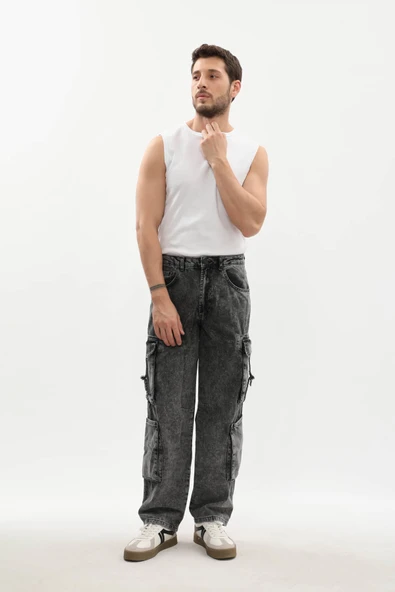 Erkek Kargo Cepli Jean Pantolon - Resim 2