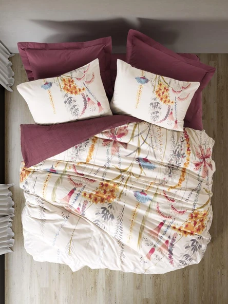 Cotton Box Çift Kişilik Modeline Nevresim Takımı Flos Bordo ürün görseli 1