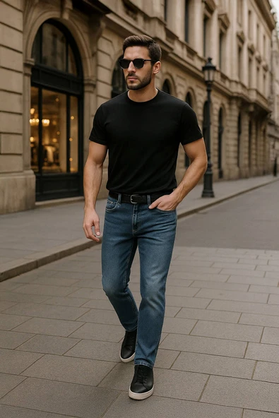 Erkek Koyu Mavi Regular Fit Jean Pantolon ürün görseli 1