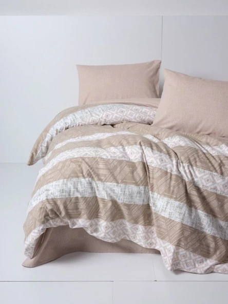 Cotton Box Flanel Nevresim Takımı Çift Kişilik Arrow Krem ürün görseli 1