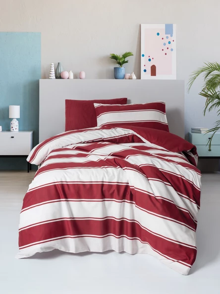 Cozy Home Festive Tek Kişilik Lastikli Çarşaflı Nevresim Takımı Jolly Kırmızı ürün görseli 1