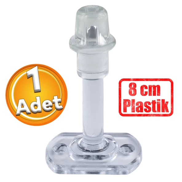 Plastik Kapı Pencere Arkası Şeffaf Tampon 8 CM Vidalı Duvar Koruyucu Silikon Stoper 1 Adet ürün görseli 1