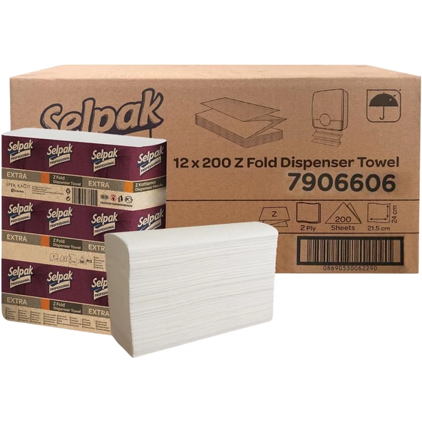 Selpak Professional Extra Z Katlı Havlu 21.5 x 24 cm. 1 Koli (12 Paket) (7906606) ürün görseli 1